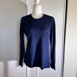 Halogen 100% Cashmere Navy Frost round neck pullover sweater sz Medium